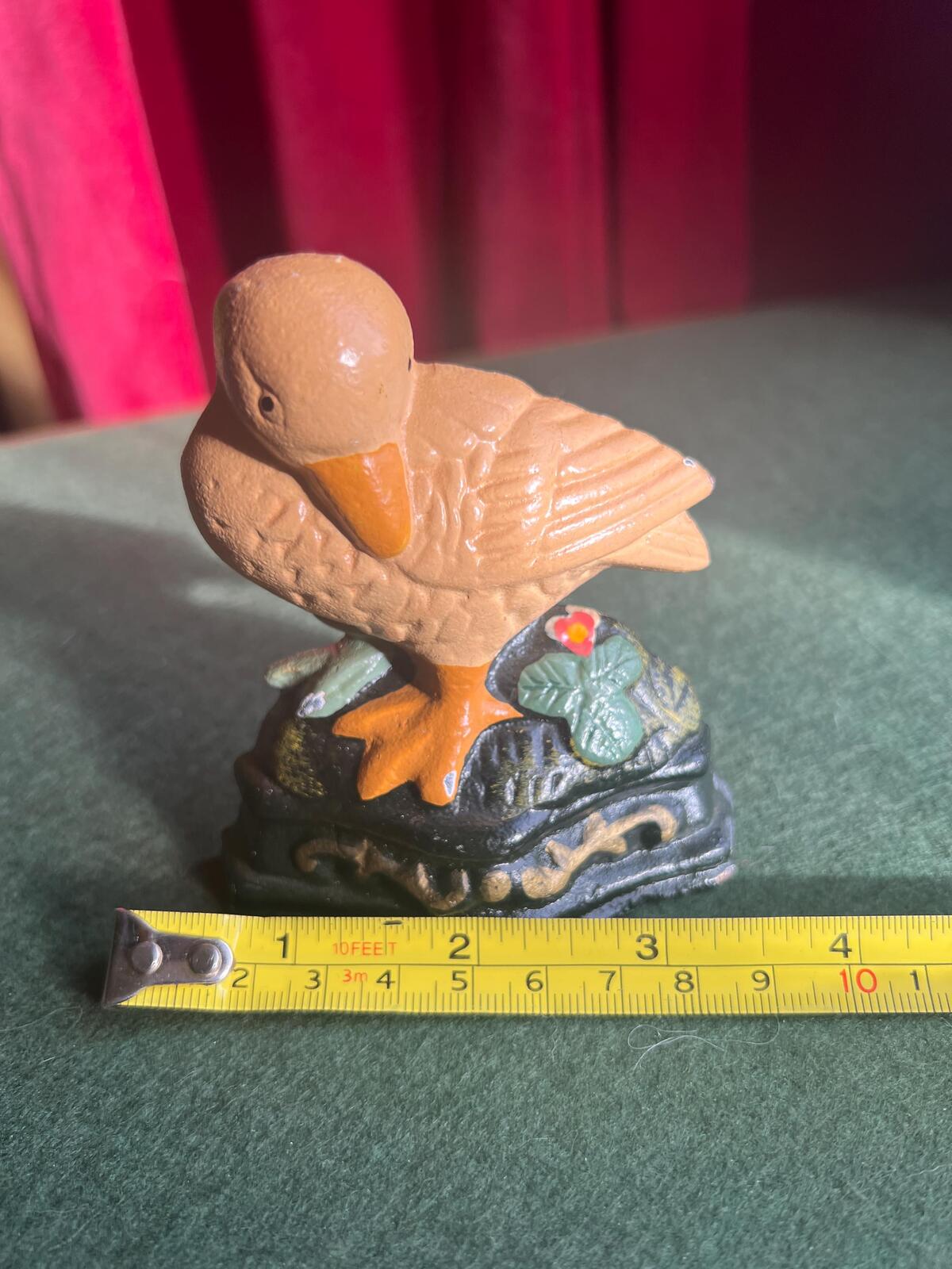 Cast iron door stop. Small Baby chick duck doorstop bookend. French Farmhouse.