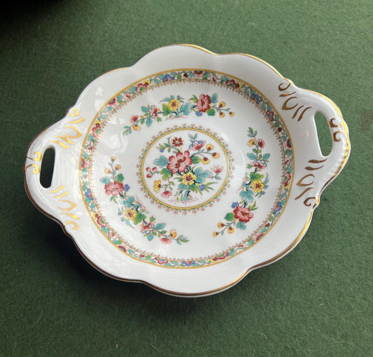 2 handled decorative serving bowl.  Stamped Coal Port Ming Rose.