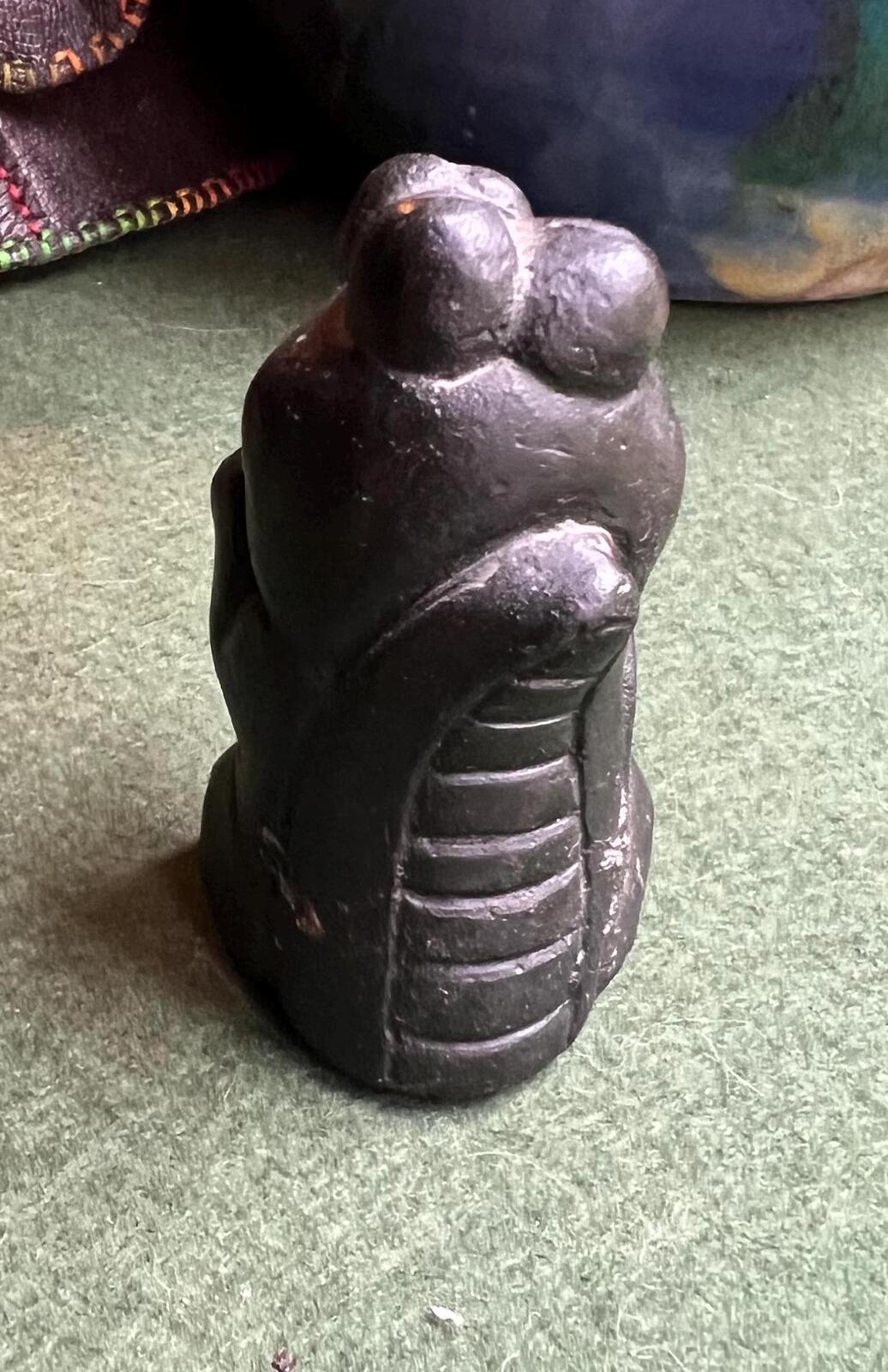 Cute crocodile figurine. Welsh coal art ornament.