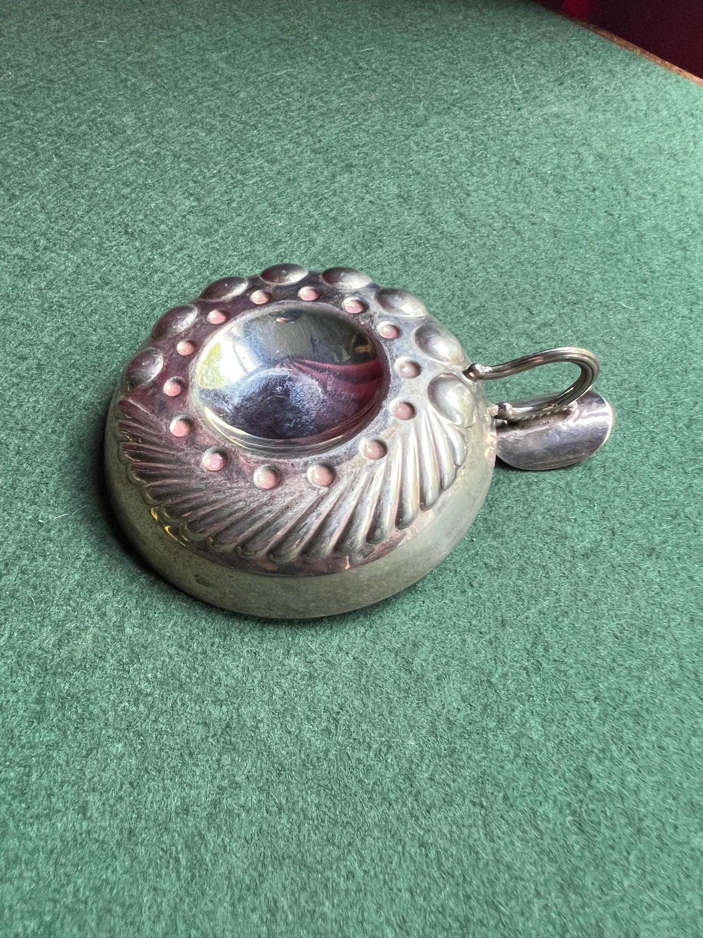 Vintage silver tone tastevin. Vintage barware.