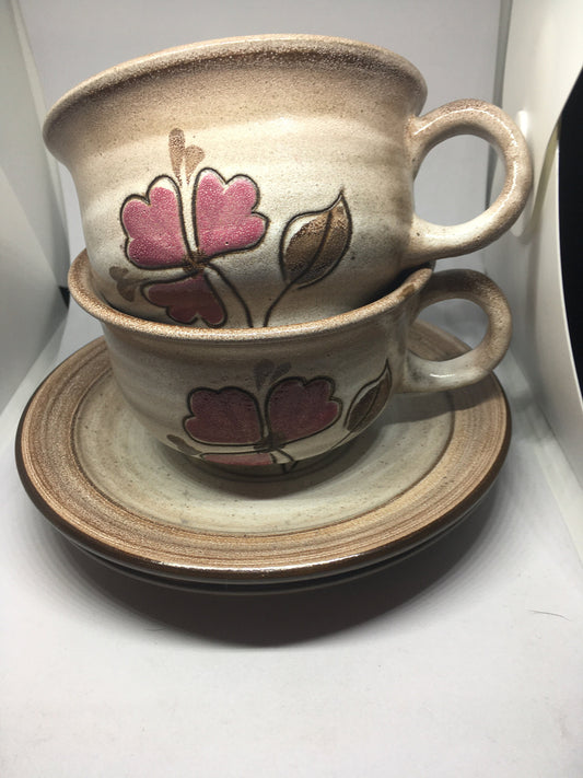 French large ceramic coffee soup mug and saucer. Niderviller France.