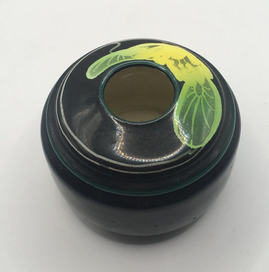 Art Deco ceramic lidded hair receiver. Crown Ducal Ware England.