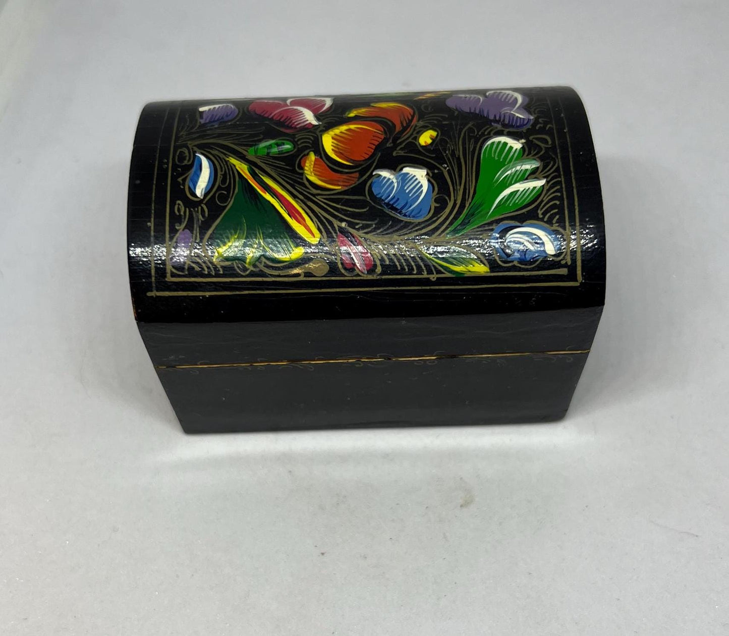 Wooden treasure box Hand painted Folk art wooden trinket box.