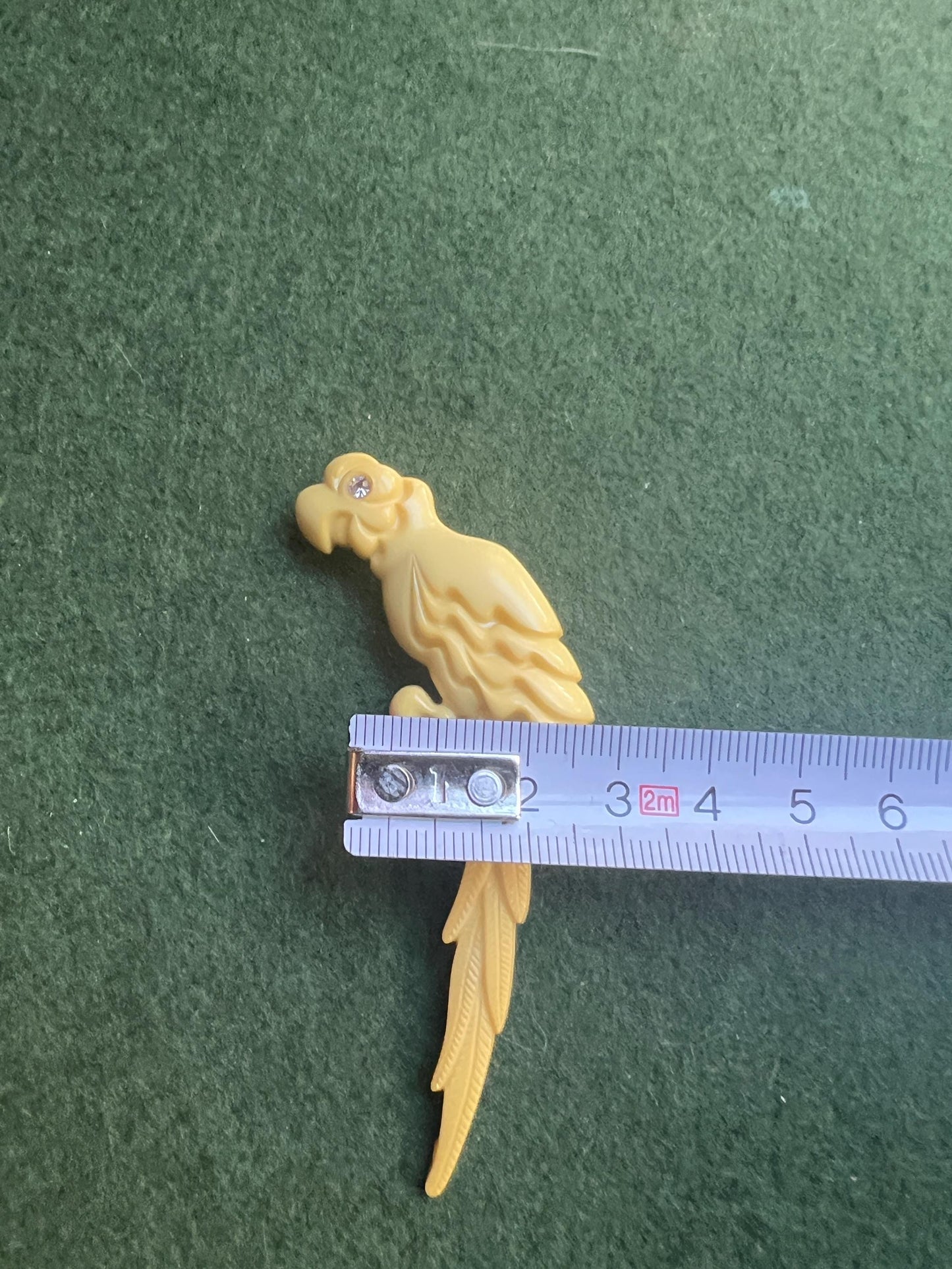 Vintage parrot brooch with Rhinestone eye. 1960s Stamped Made in W Germany 1553.