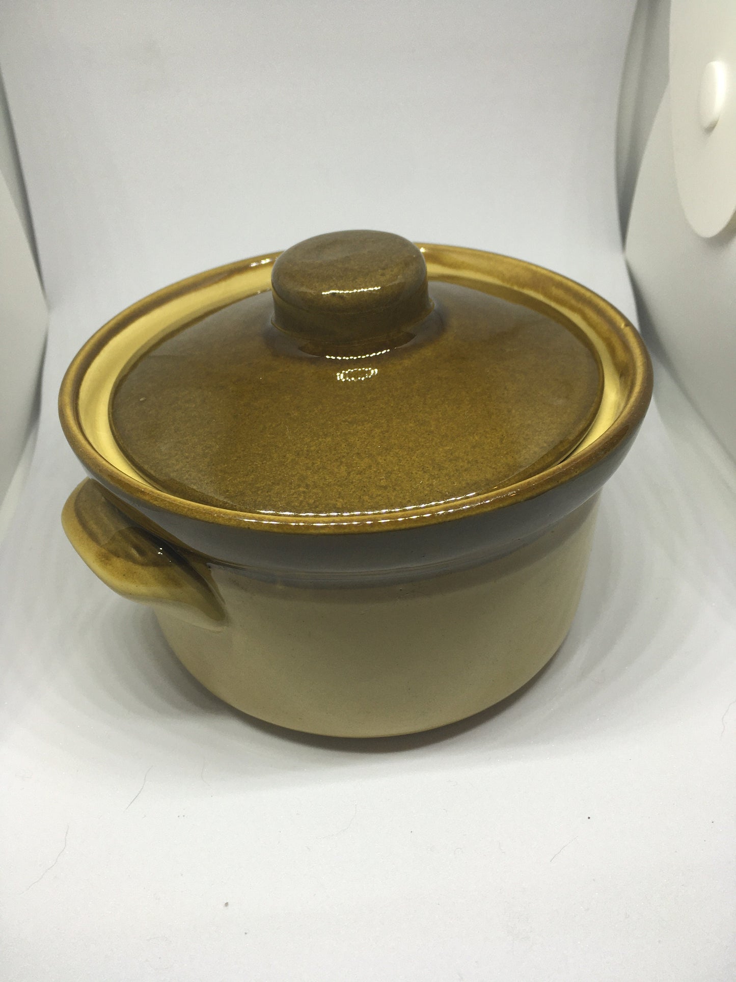 Vintage TG Green individual ceramic casserole dish.
