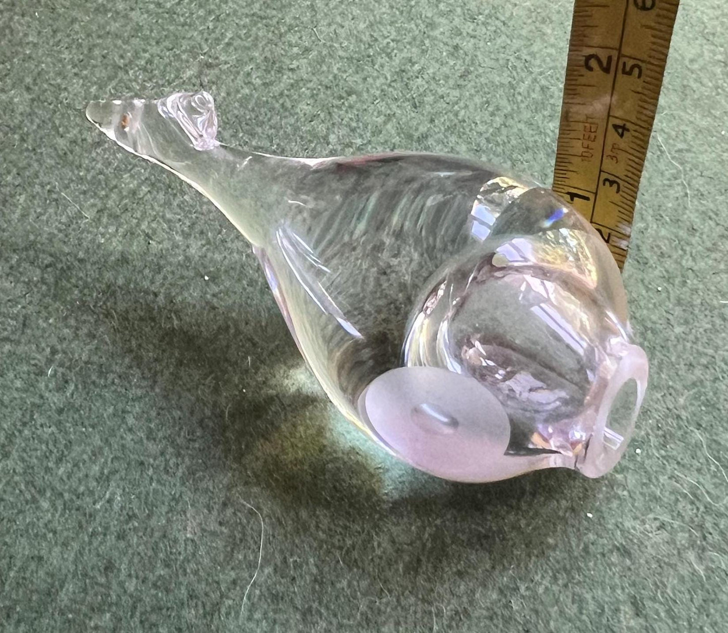 Hadeland Norway Whale Puffer fish Clear Lead Crystal paperweight figurine.