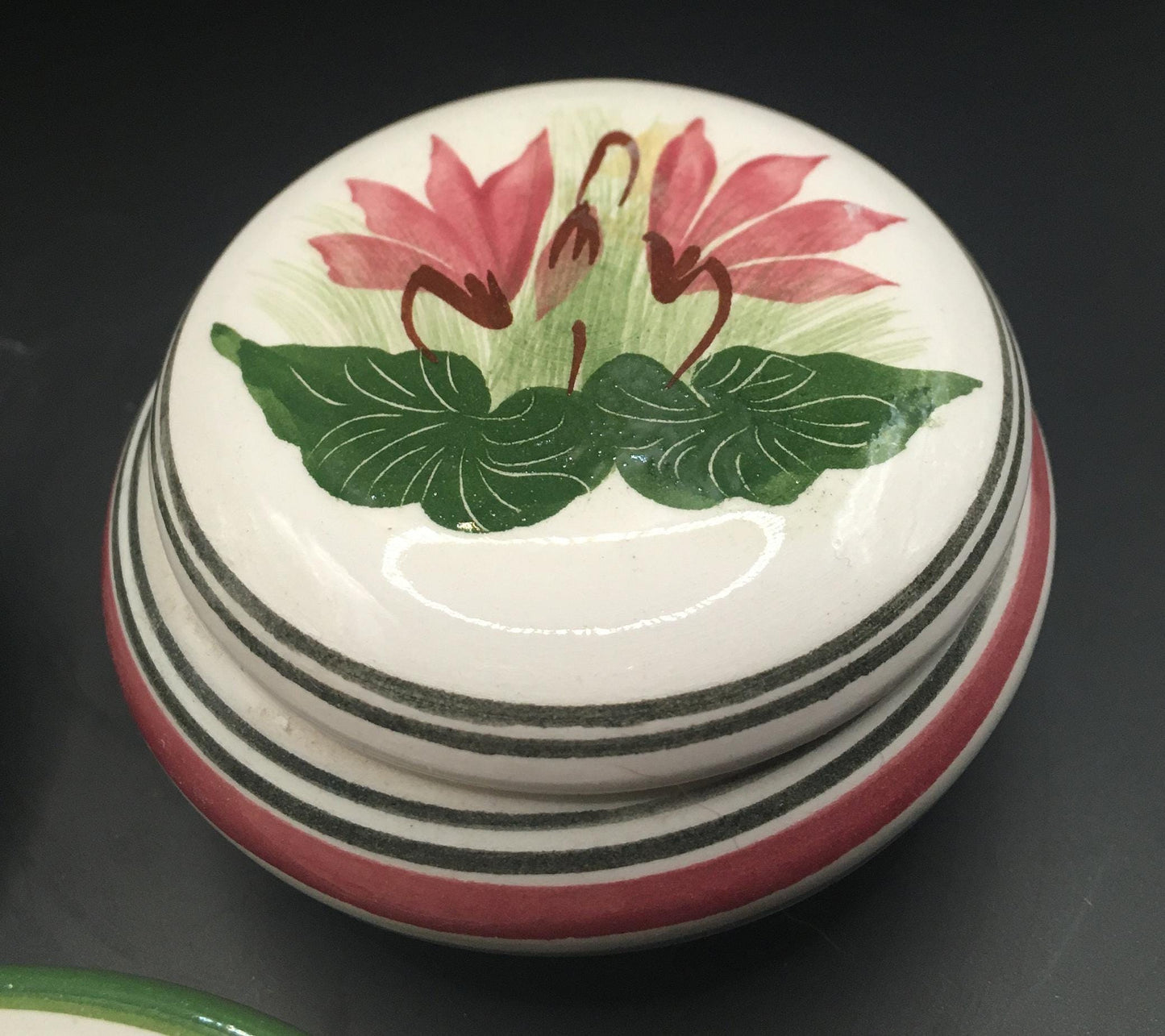 Pink Floral trinket boxes dish. Handmade and painted in Cyprus.