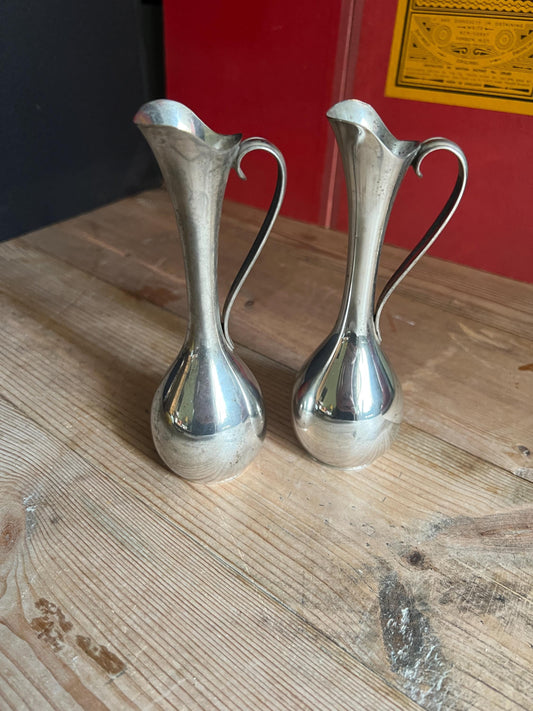 Vintage Danish Silver plate bud vase. 2 available. Stamped J.Th.S.Denmark.