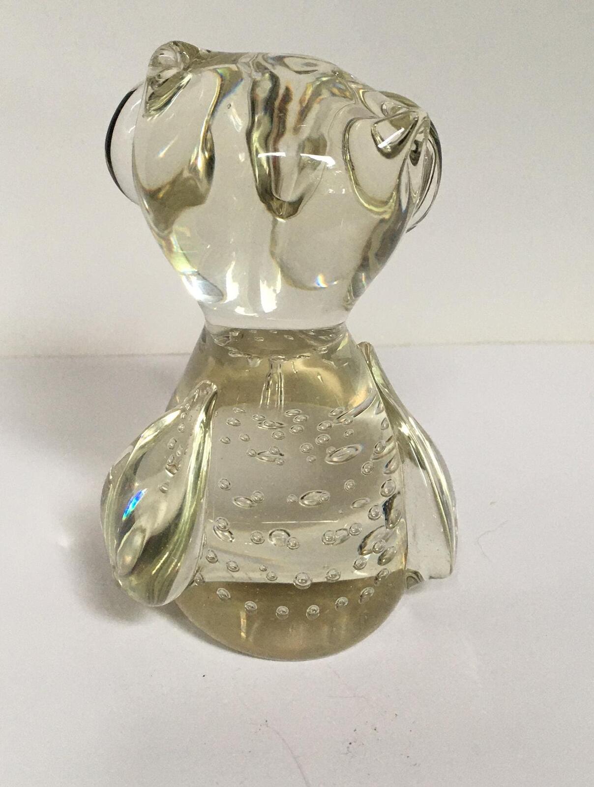 Quirky Blown glass big eyed owl figurine paperweight.