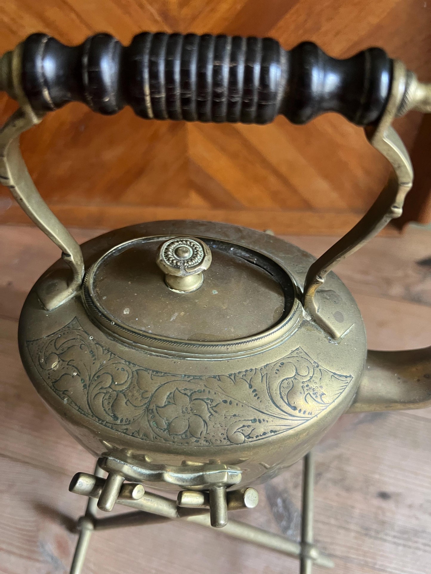 William Soutter Brass Spirit Kettle with Stand.