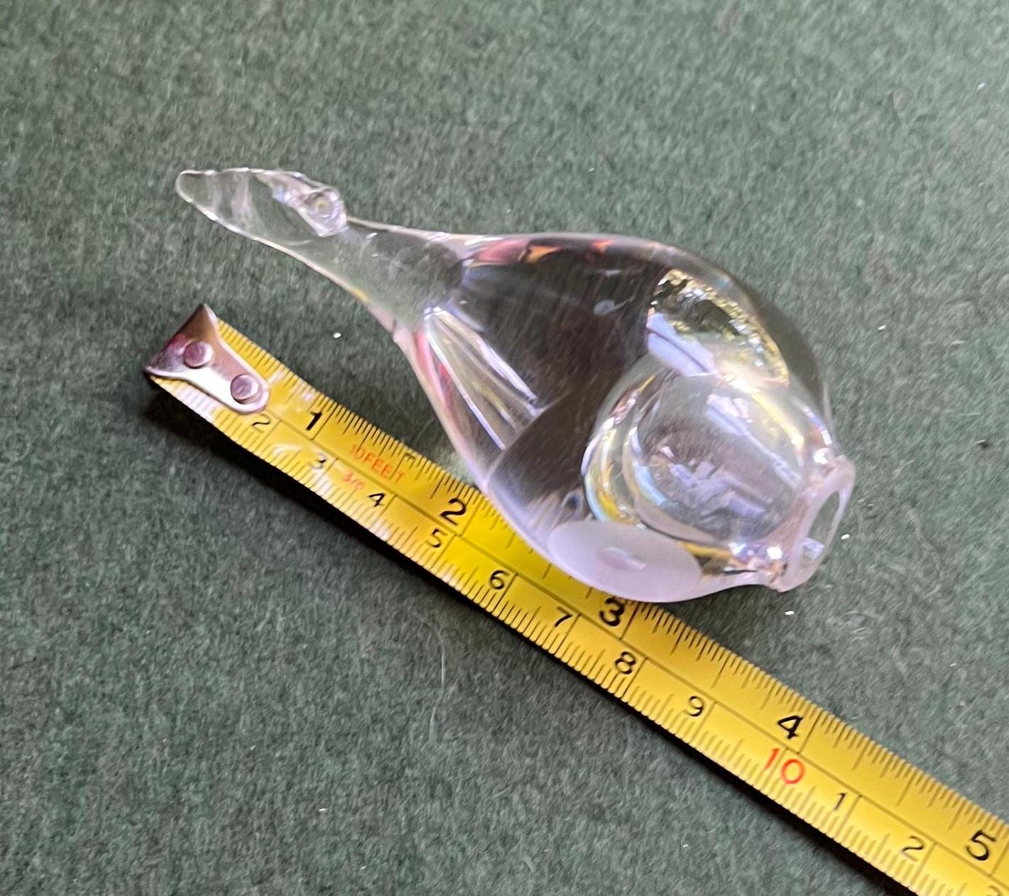 Hadeland Norway Whale Puffer fish Clear Lead Crystal paperweight figurine.