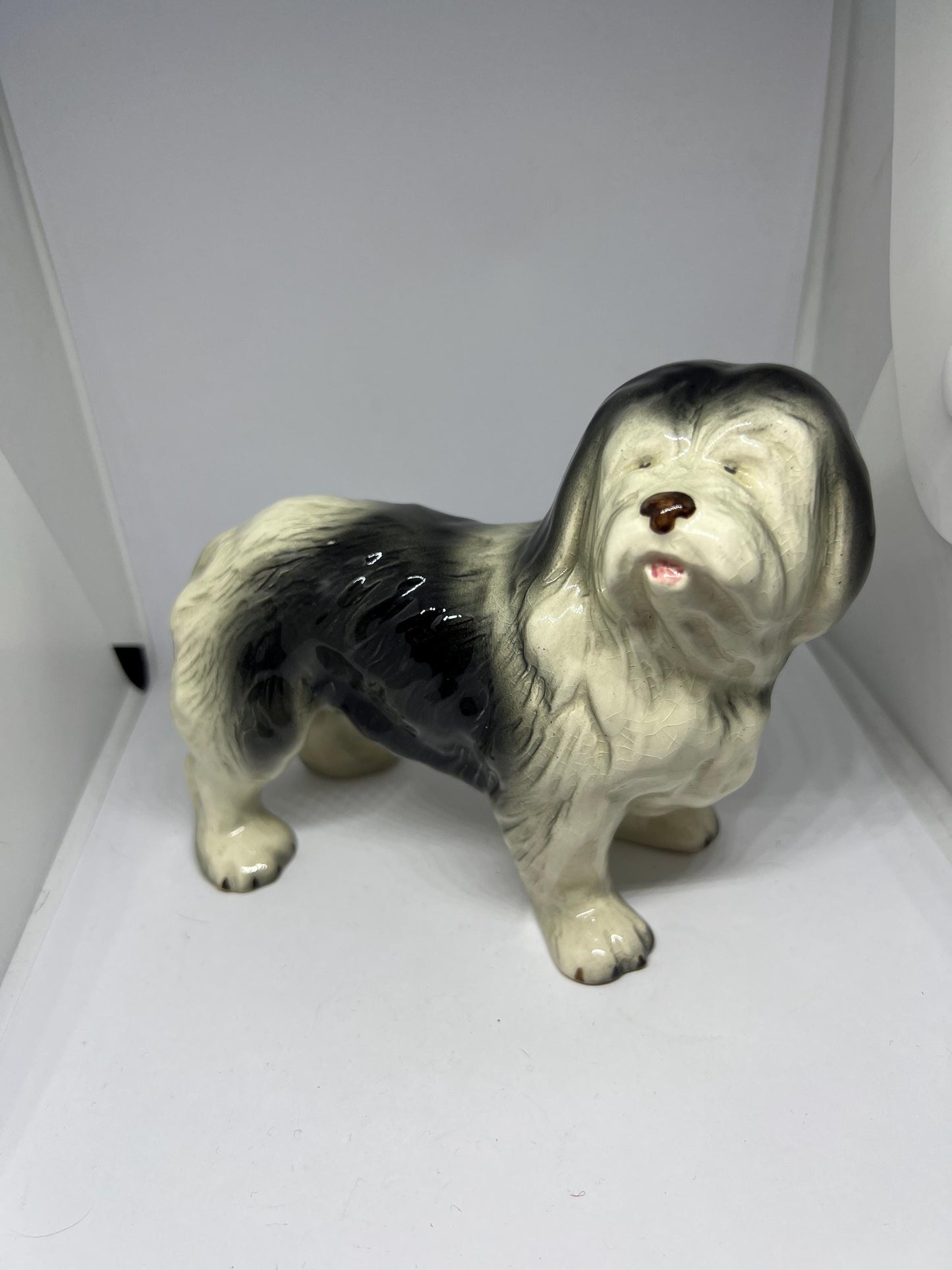 Vintage Old English Sheepdog Figurine. Stamped Melba Ware Made in England.