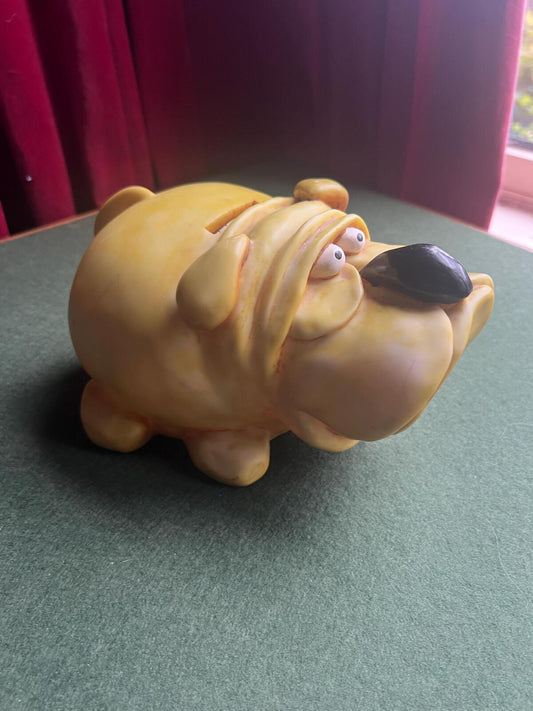 Vintage bulldog money box. Paolo Chiari style Italian resin money bank. Dog lover gift.