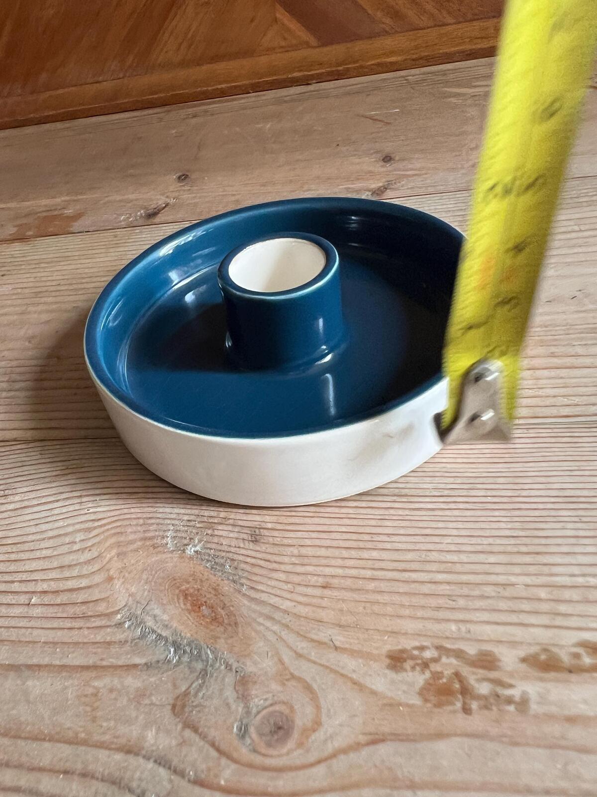 Vintage ceramic candle holder. Deep blue glaze. Made in Thailand
