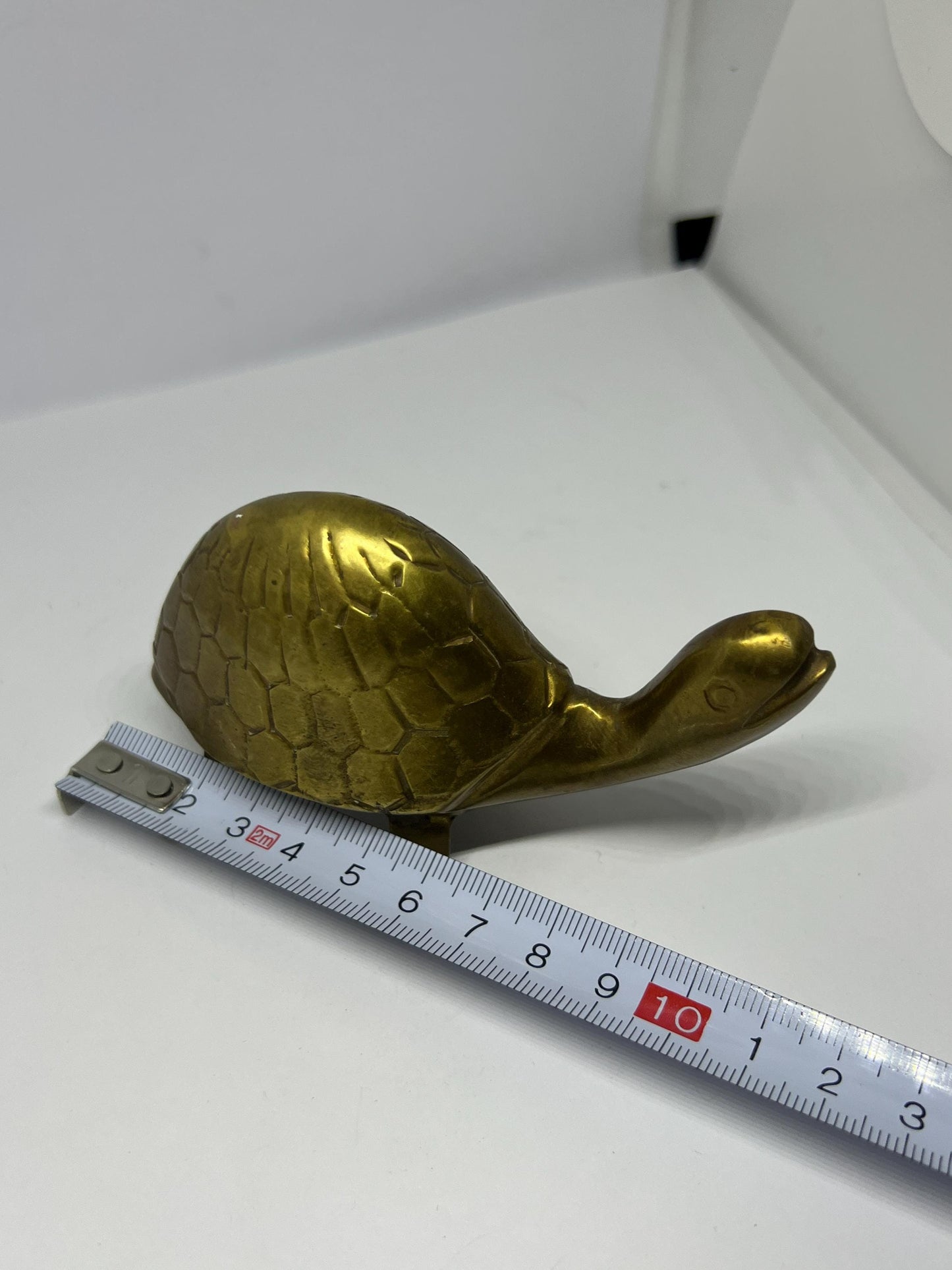 Vintage brass tortoise paperweight. Mid century quirky tortoise figurine.