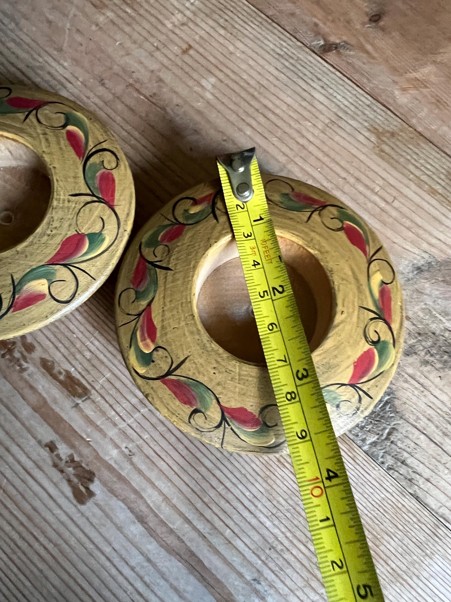 Hand painted rosemaling style votive holders. Norwegian folk art. Sticker Jorunn Øivold