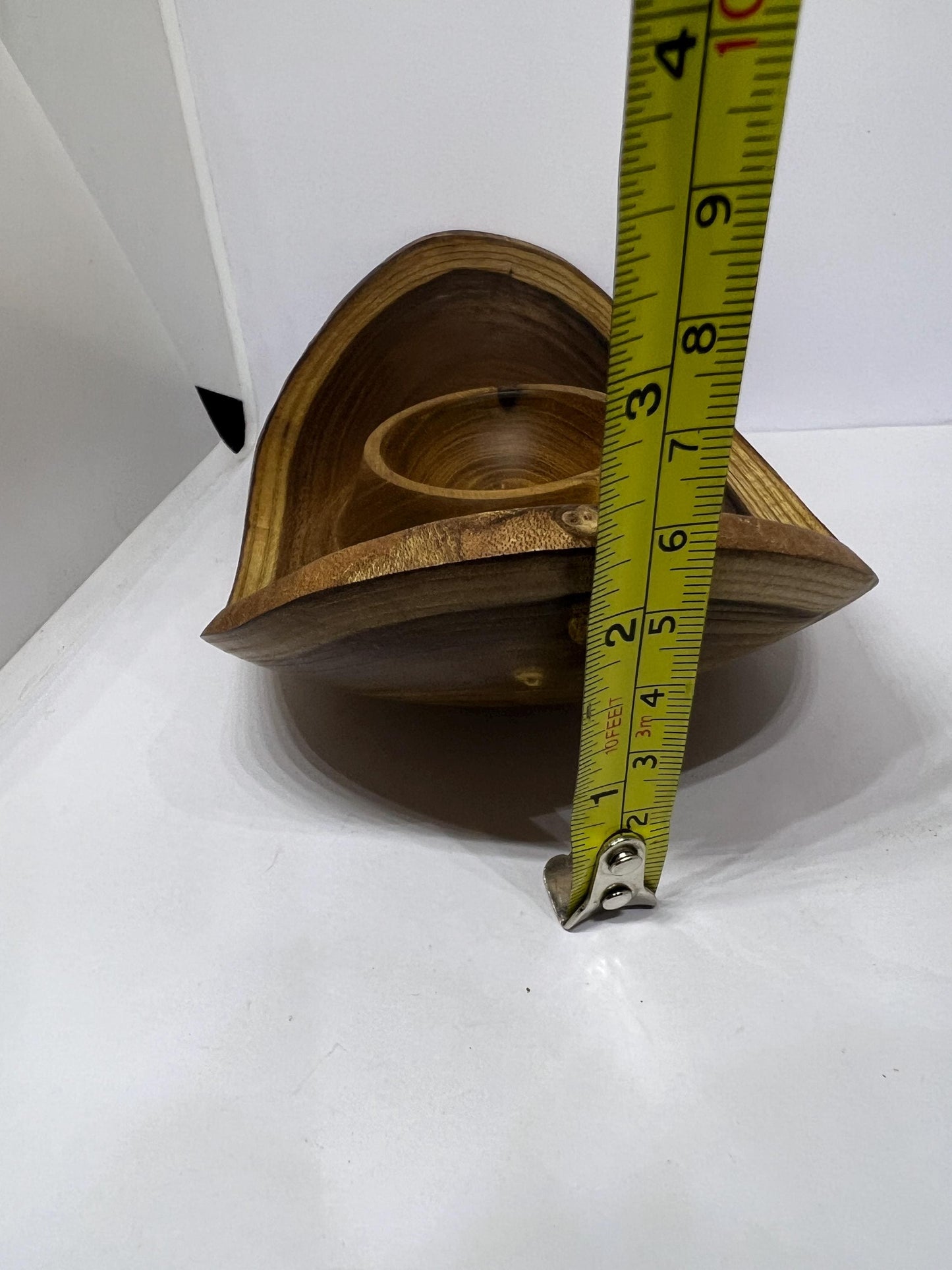 Unique hand turned wooden U shaped olive bowl.