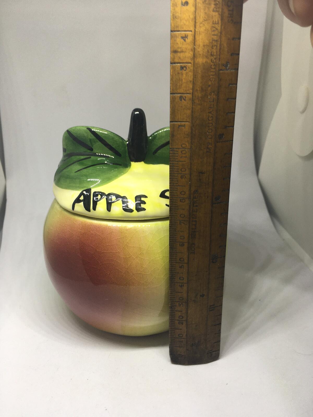 Vintage Apple Sauce lidded Pot Ceramic Jar. Toni Raymond Pottery.