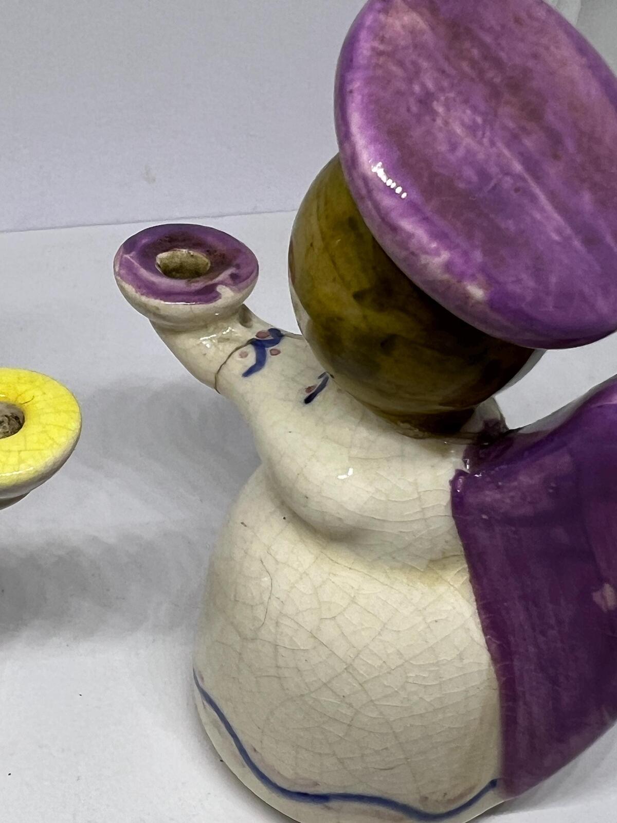 Tiny Angel candle holders. Ceramic birthday cake candleholders. AS IS.