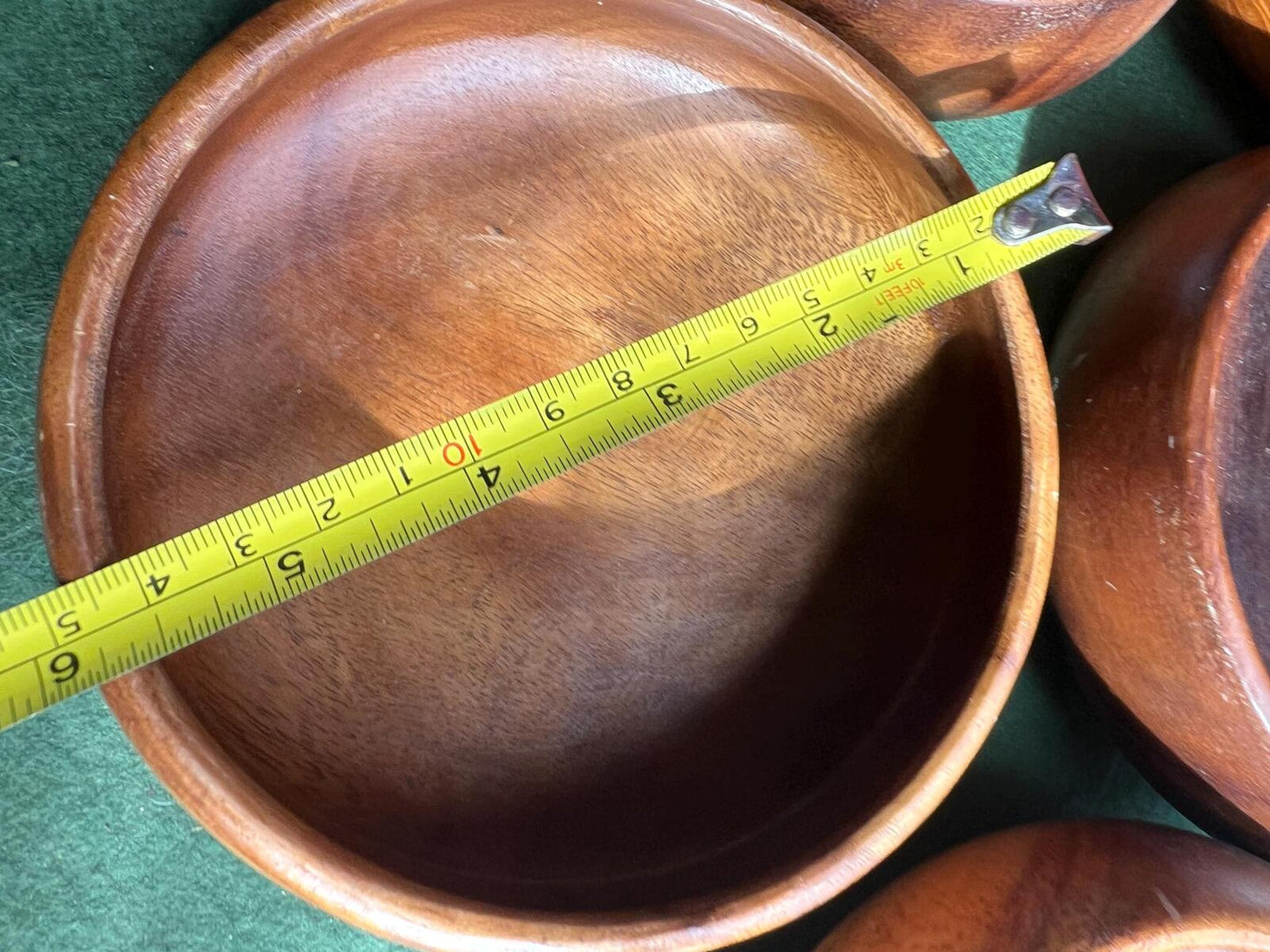 Set 5 Wooden serving bowls Acacia wood dish. Monkey Pod salad titbit serving. Hand crafted in The Philippines Vintage wood lover gift.