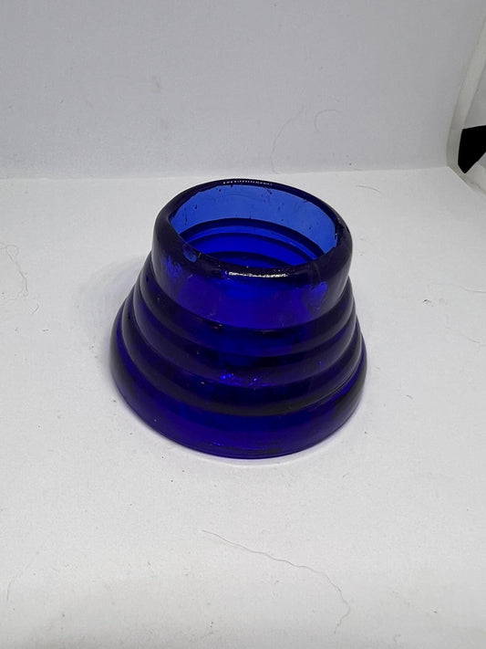 Antique cobalt blue glass inkwell. Fountain pen dipper.