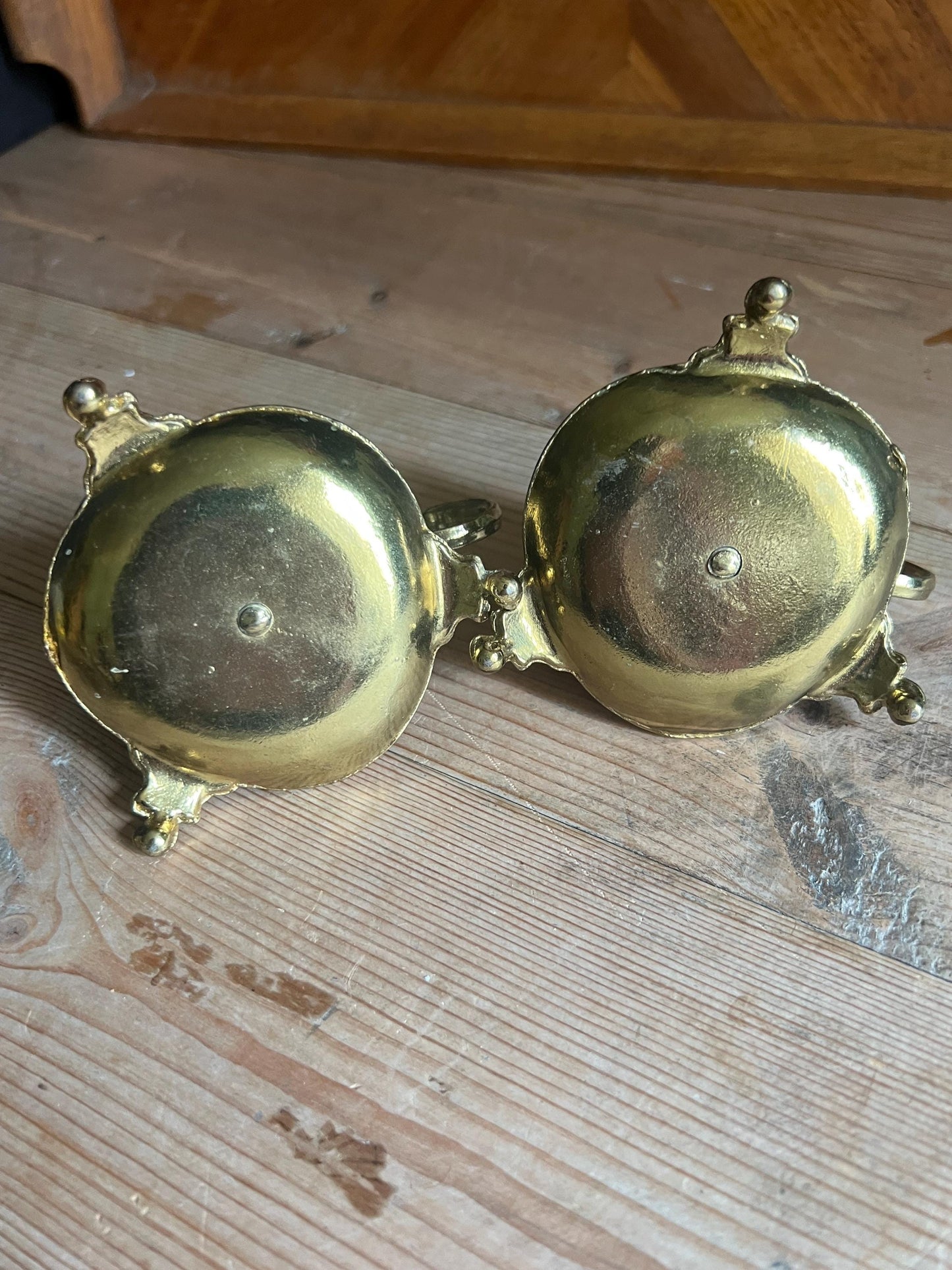 Pair of vintage brass art deco candle sticks.
