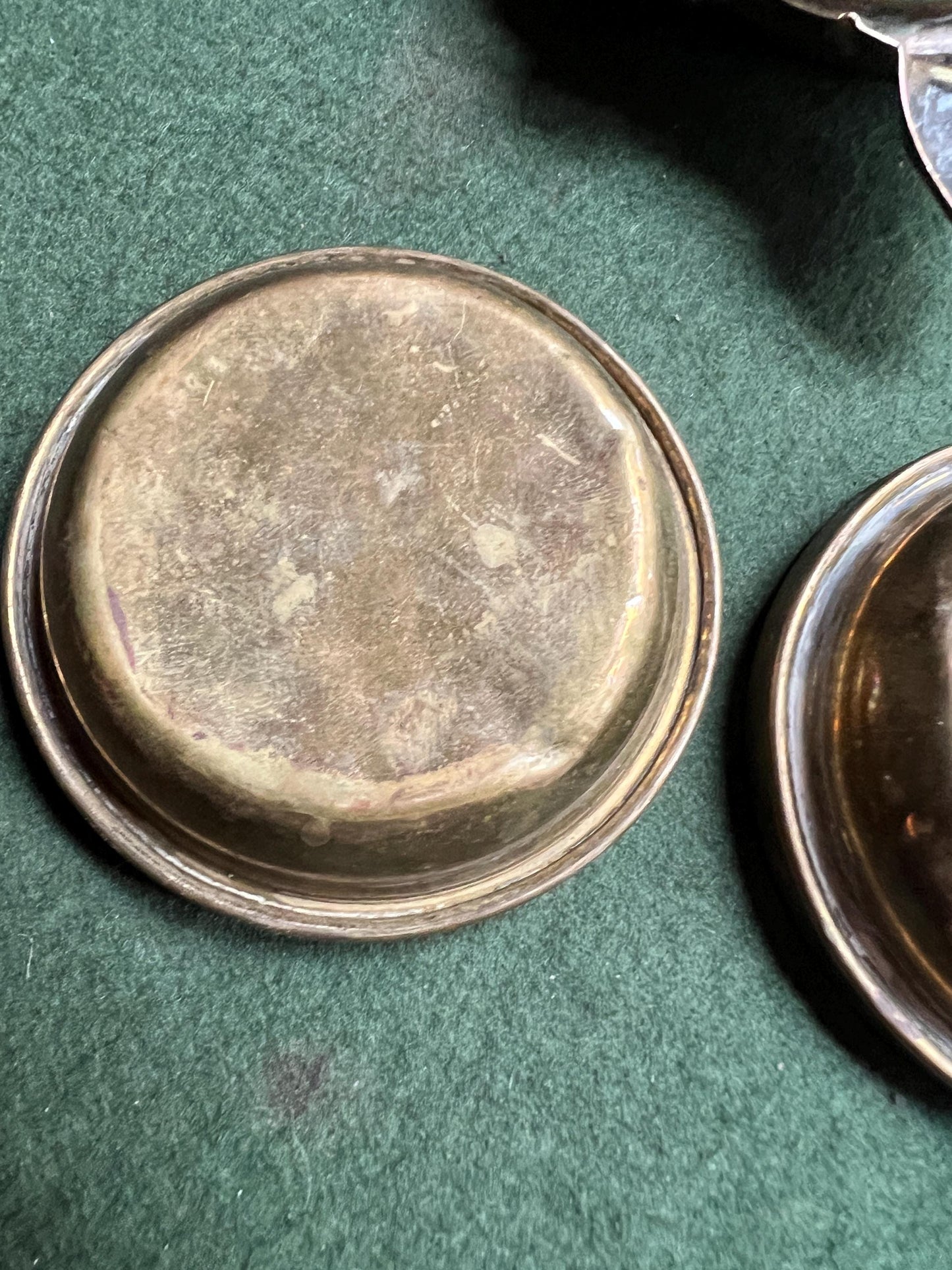 Quirky enamel brass stacking ashtrays on tortoise base.
