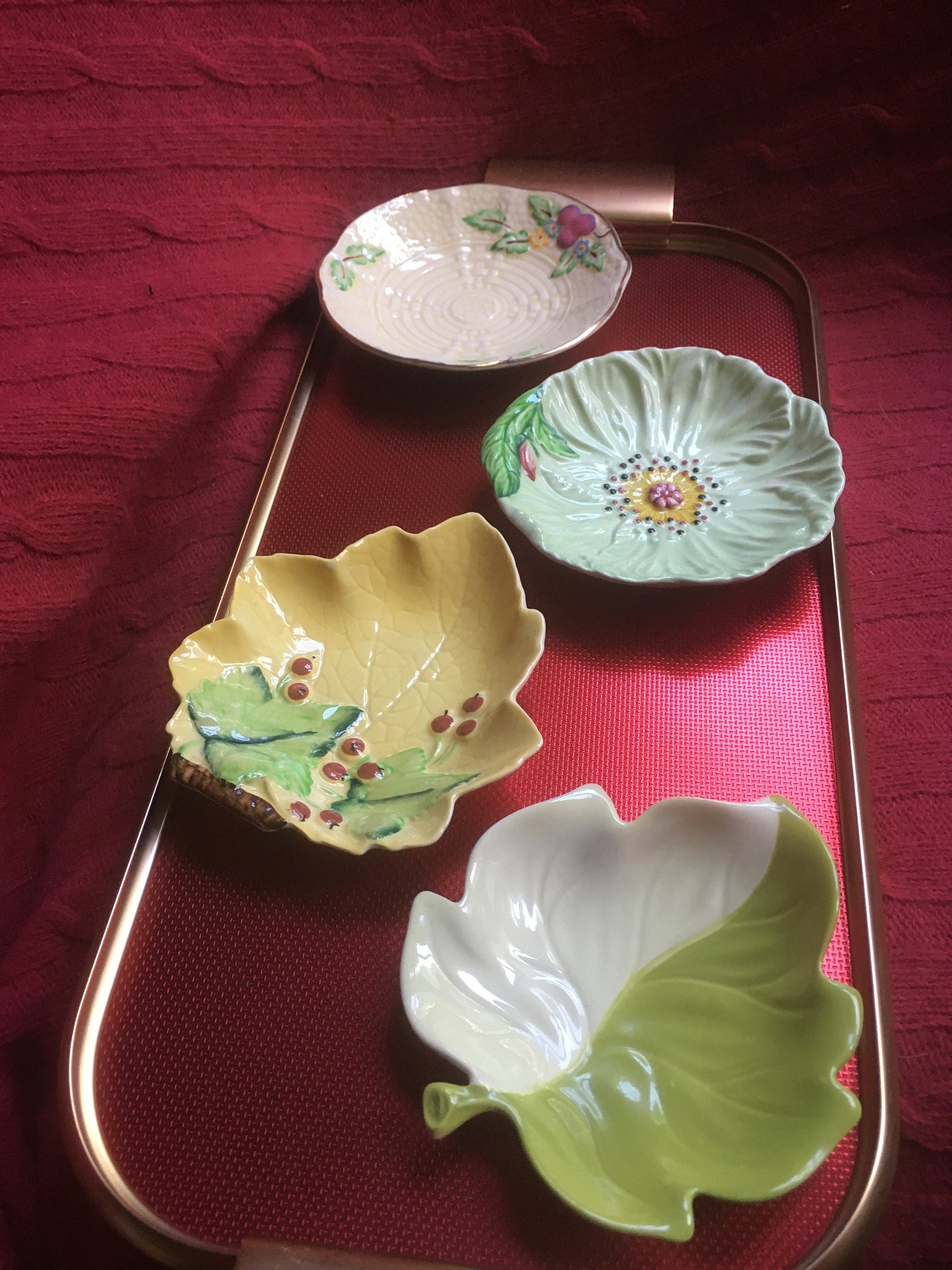 Vintage hand painted trinket dishes. Carlton Ware Crown Devon.