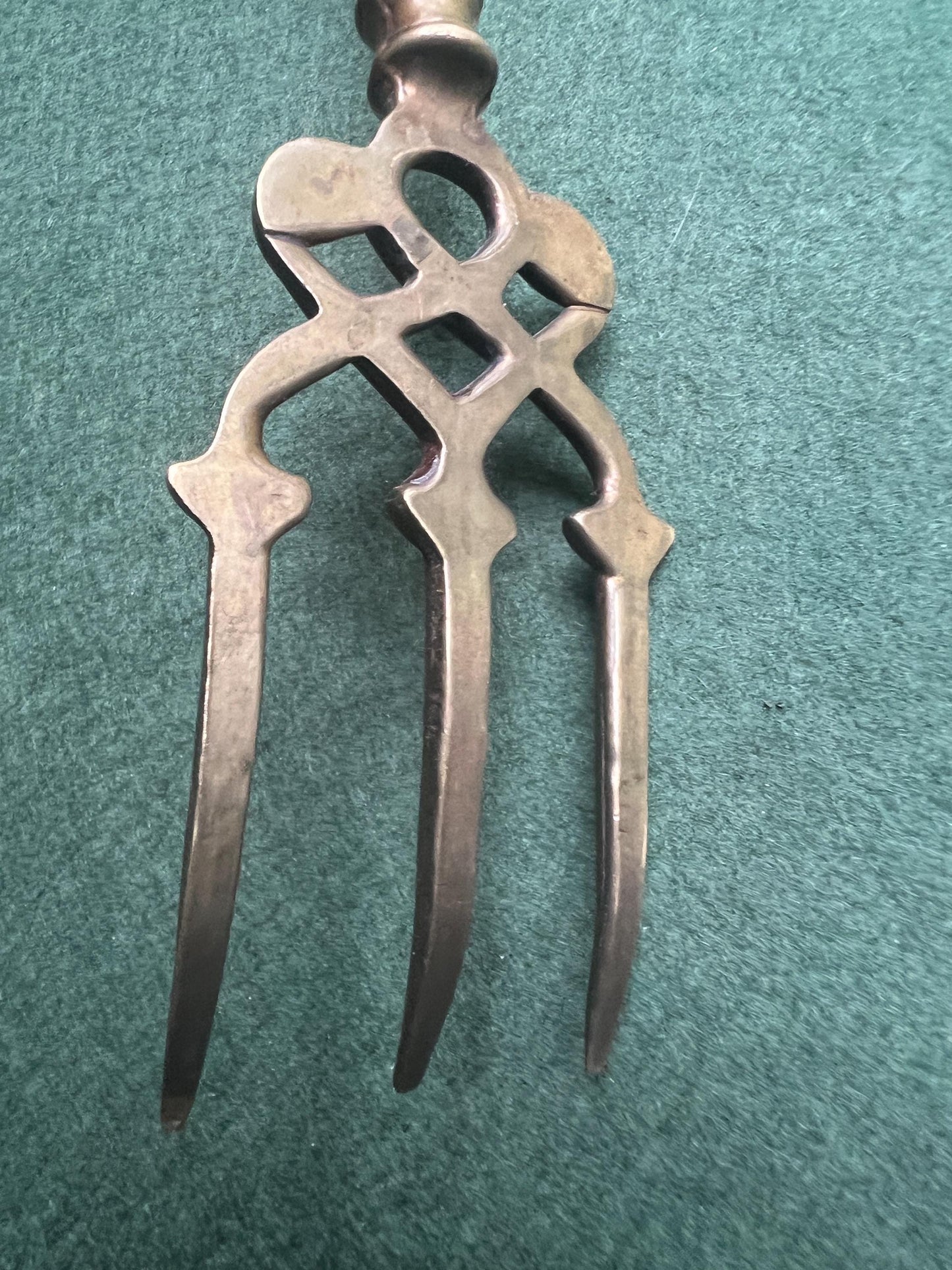 Vintage brass toasting fork. Stag head design Quirky fireside tool.