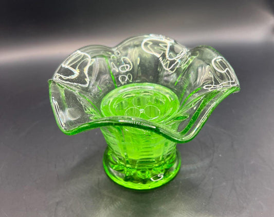 Vintage pressed glass Bagley Art Deco posy vase